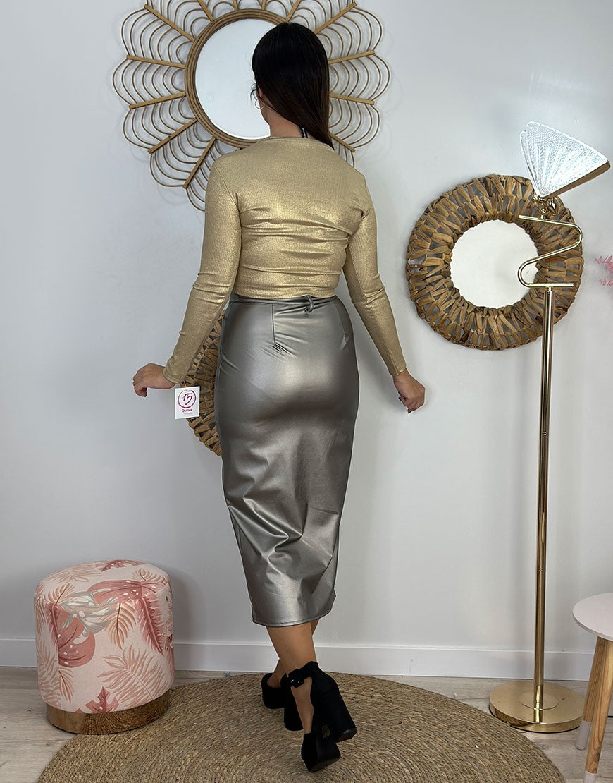FALDA POLIPIEL METAL