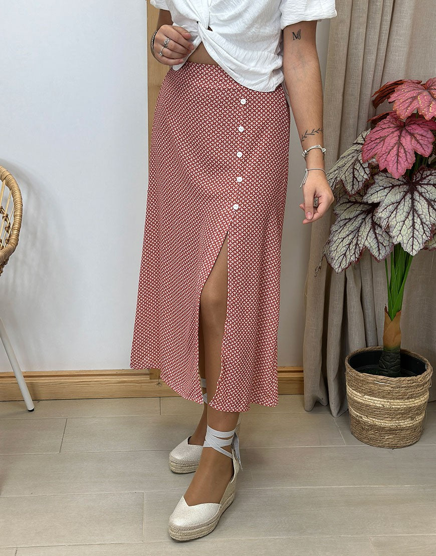 FALDA MIDI ESTAMPADA