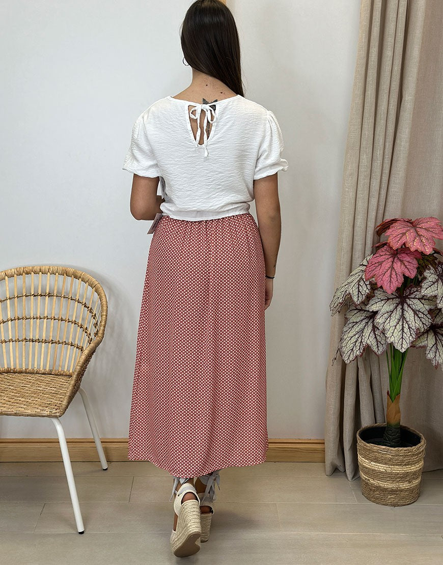 FALDA MIDI ESTAMPADA