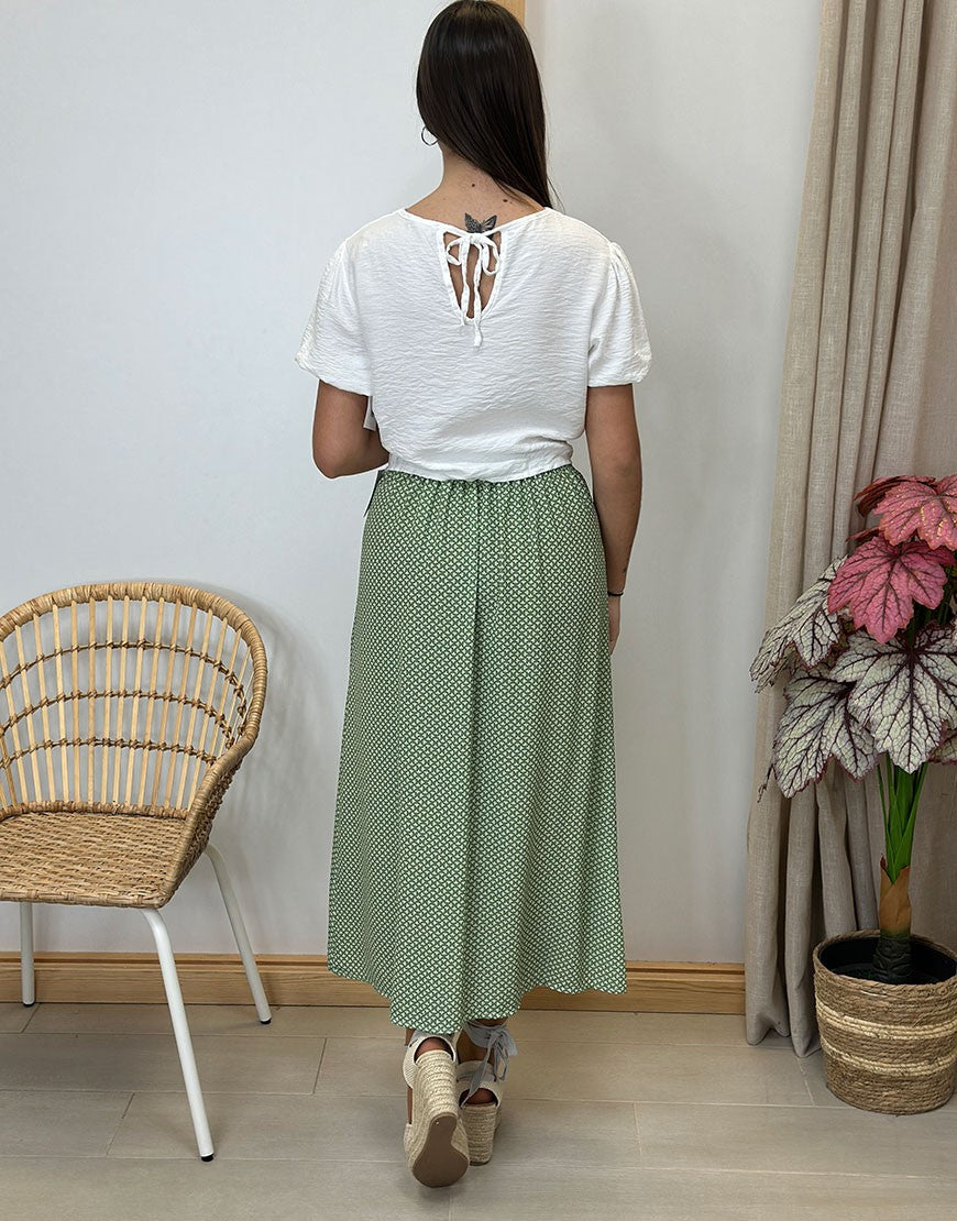 FALDA MIDI ESTAMPADA