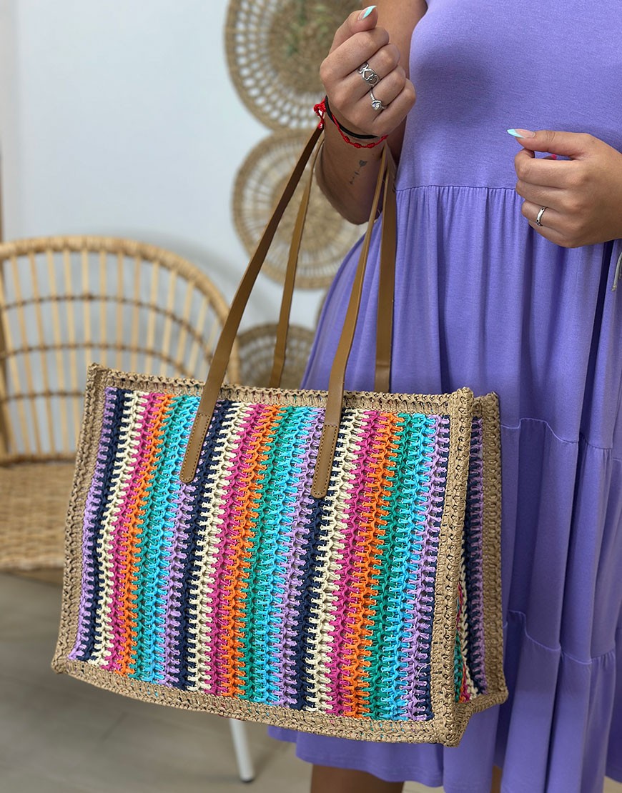 BOLSO RAFIA COLORES GRANDE