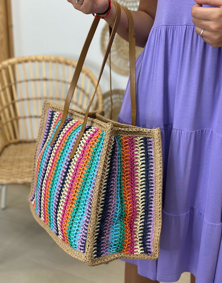 BOLSO RAFIA COLORES GRANDE
