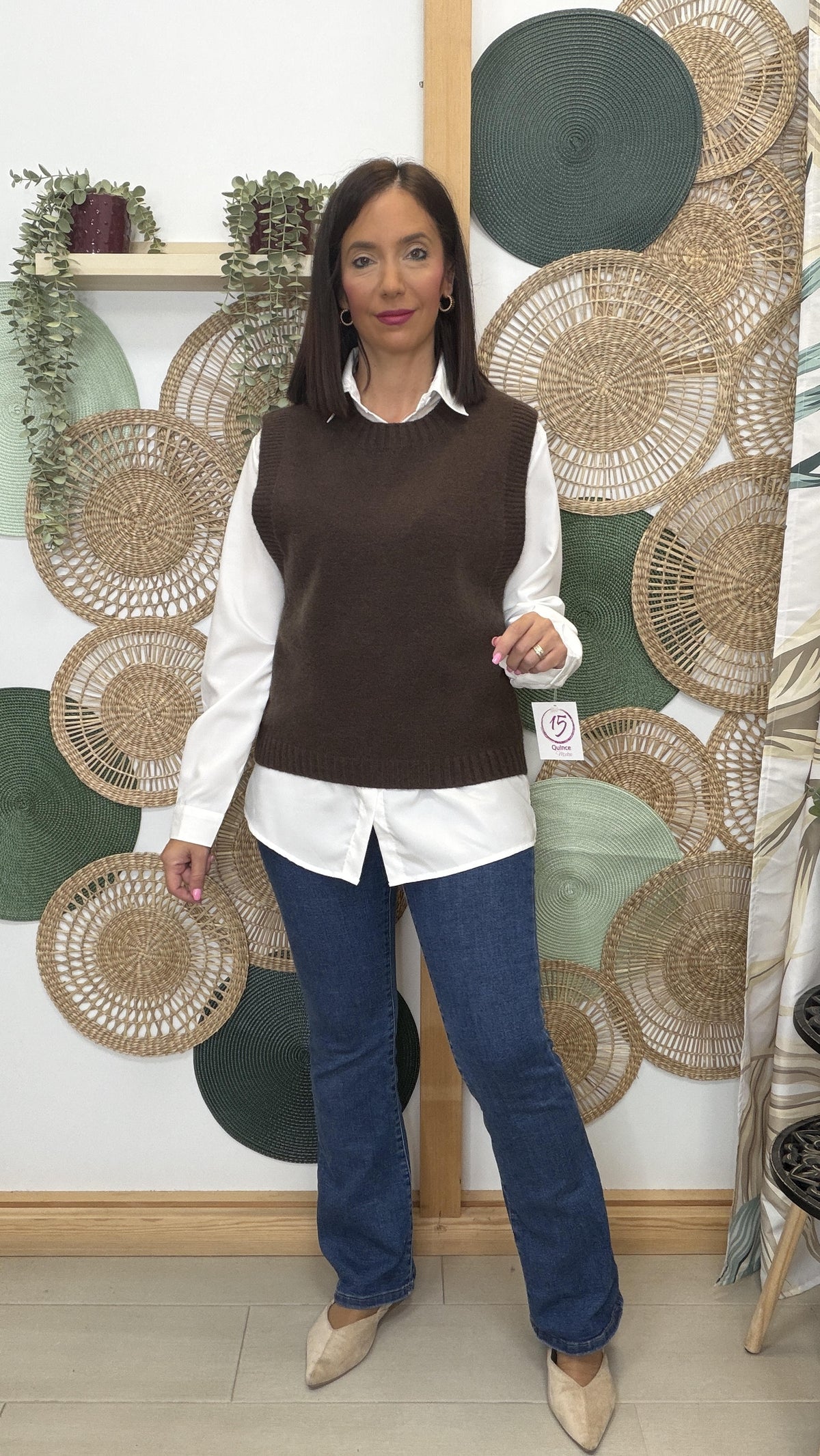 CHALECO PUNTO LISO CON CAMISA