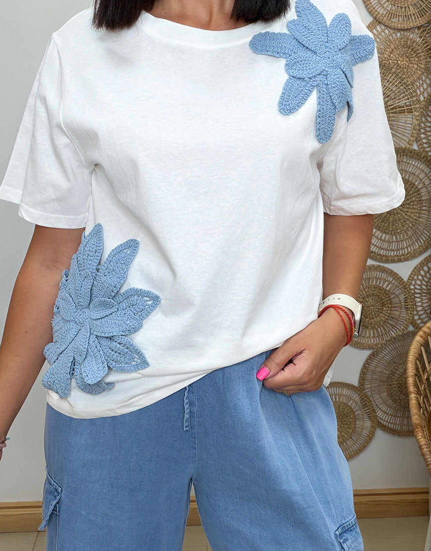 CAMISETA DOBLE FLOR CROCHET