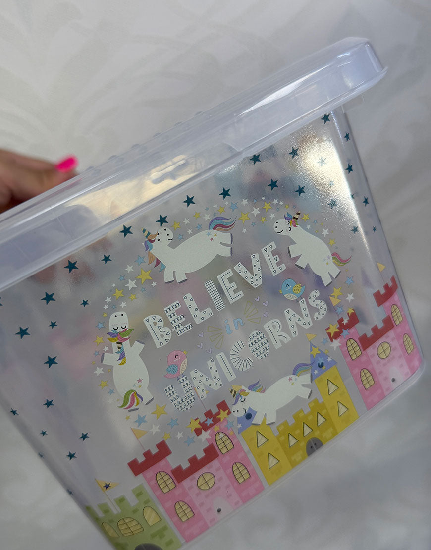 CAJA TRANSPARENTE UNICORNIOS