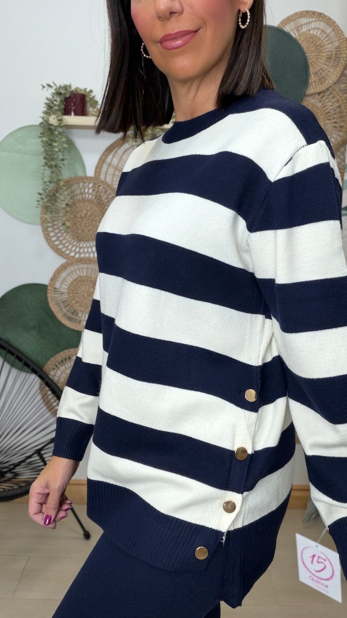 CONJUNTO PUNTO RAYAS CON BOTONES