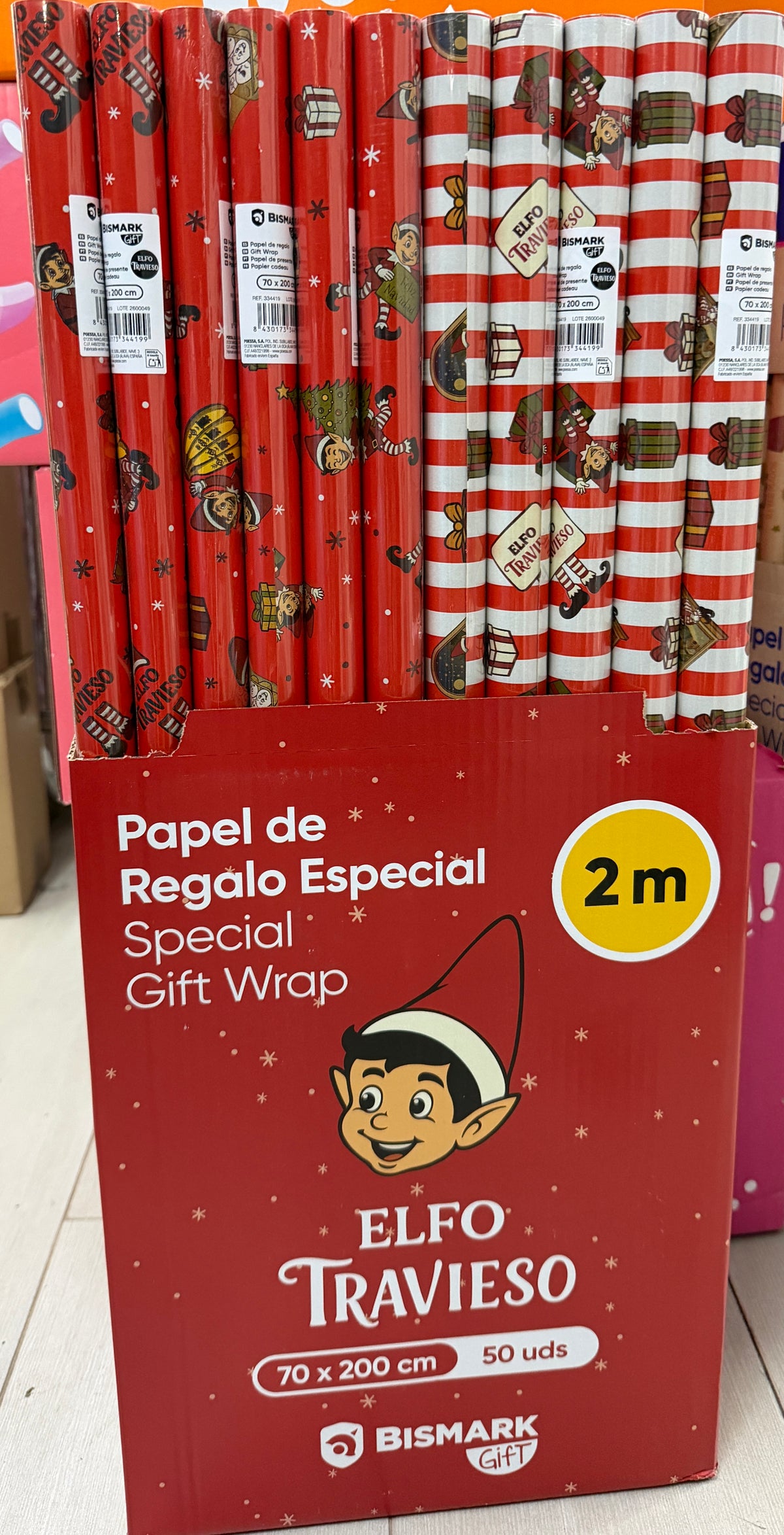 ROLLO PAPEL REGALO ELFO TRAVIESO