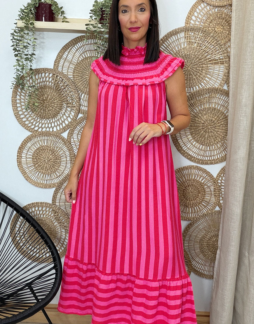 VESTIDO RAYAS CON CUELLO