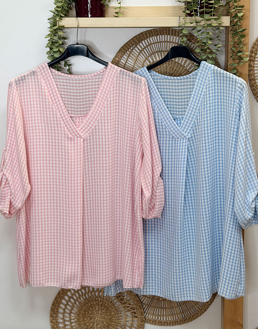 BLUSA CUADRITOS TALLA GRANDE