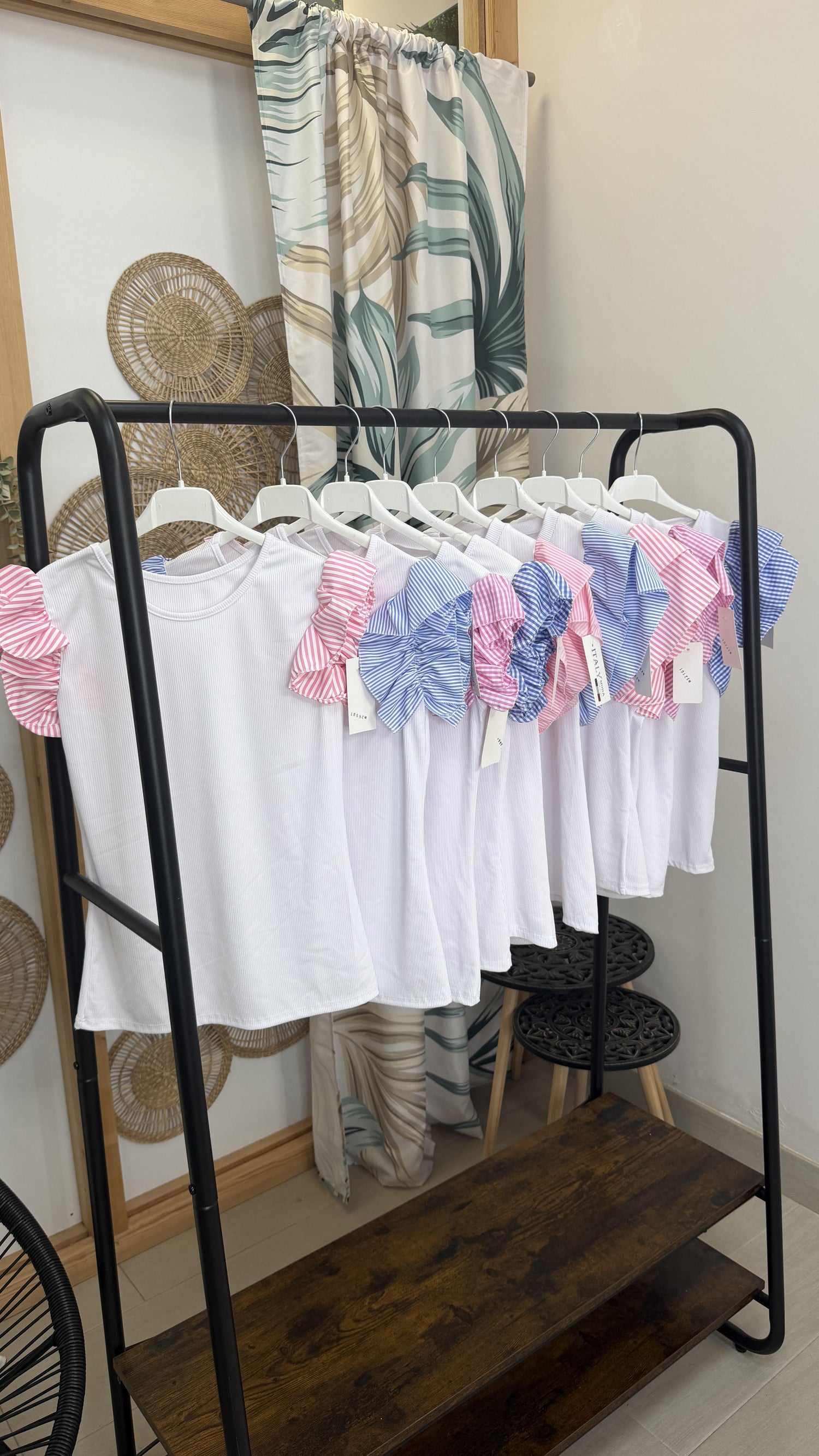 CAMISETA MANGAS RAYAS Y CUADRITOS