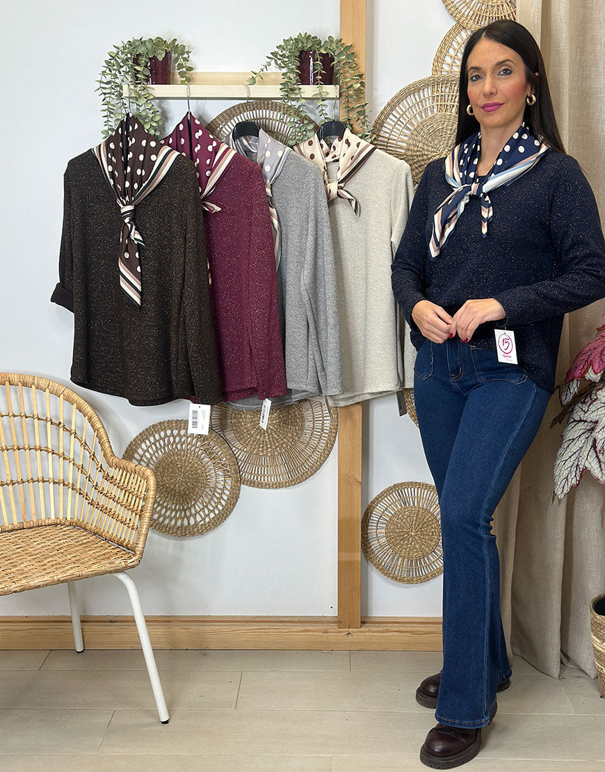 JERSEY BRILLO CON PAÑUELO LUNAR