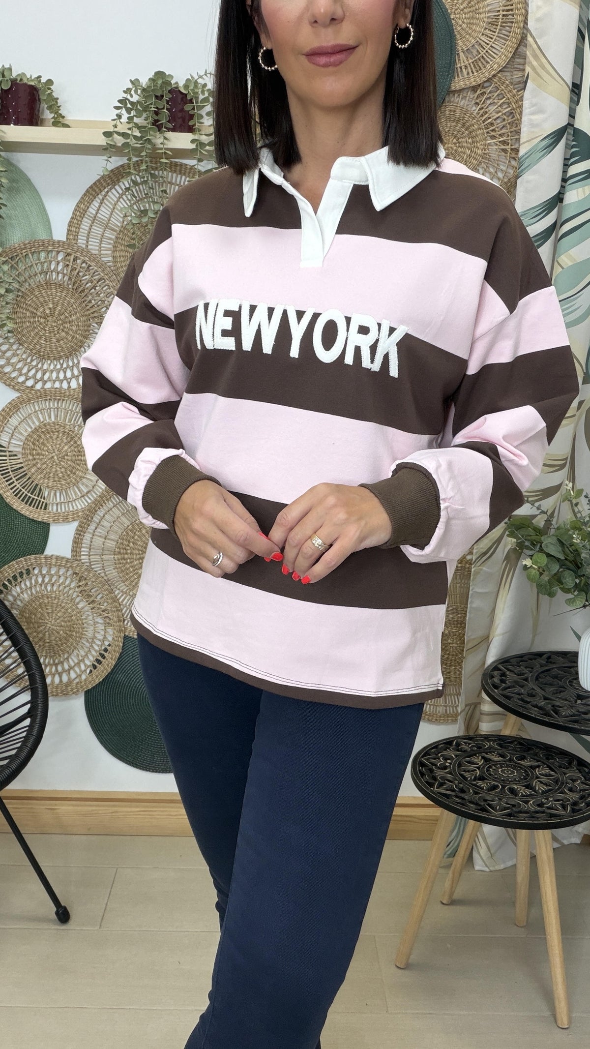SUDADERA RAYAS NEW YORK
