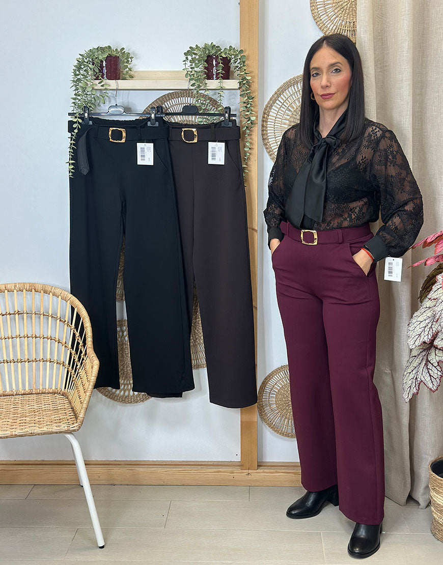 PANTALON VESTIR CINTURON HEBILLA